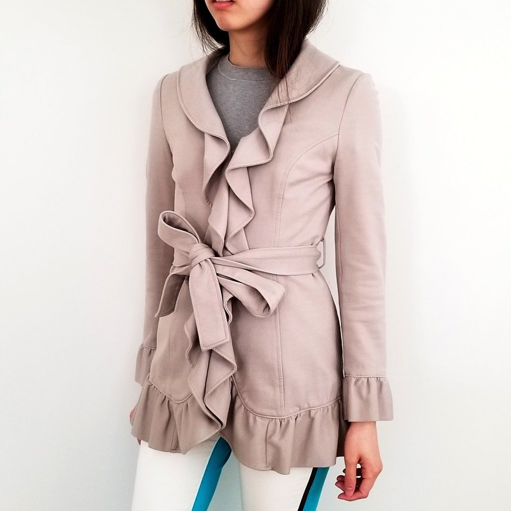 INC | Ruffle Trench Coat